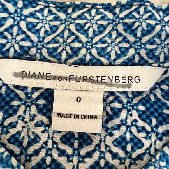 Diane Von Furstenberg Silk Tunic Top blouse Blue size 0 - Picture 4 of 8